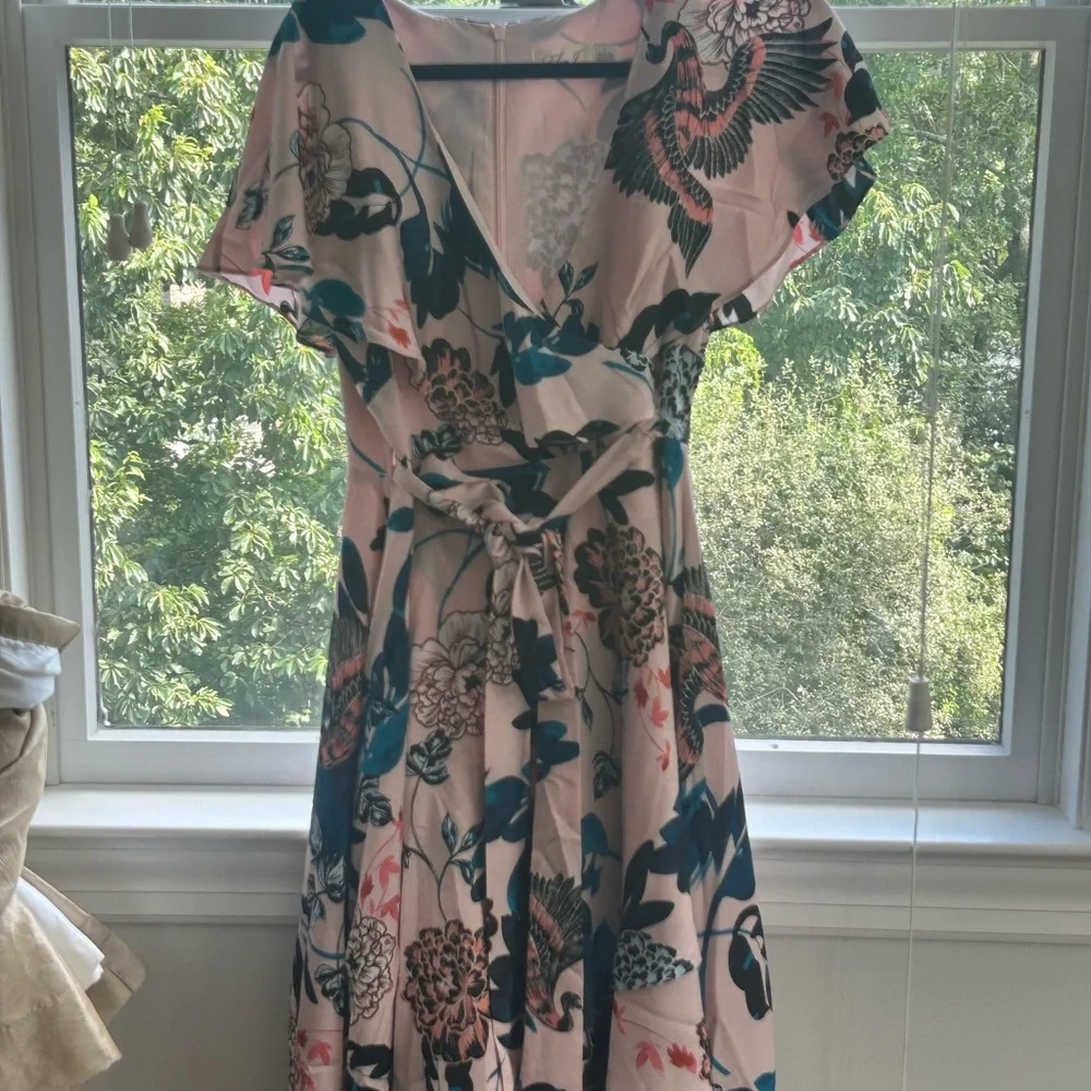 Eliza J, flutter high low faux wrap dress, size 8 - Picture 9 of 9